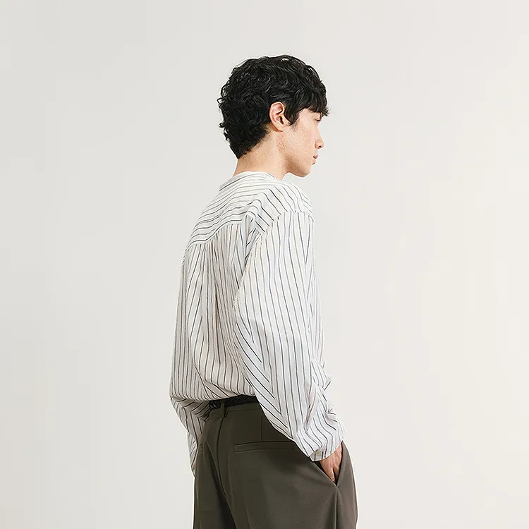 CROQUIS Shirt Men's 192 White Base Pinstripe-3