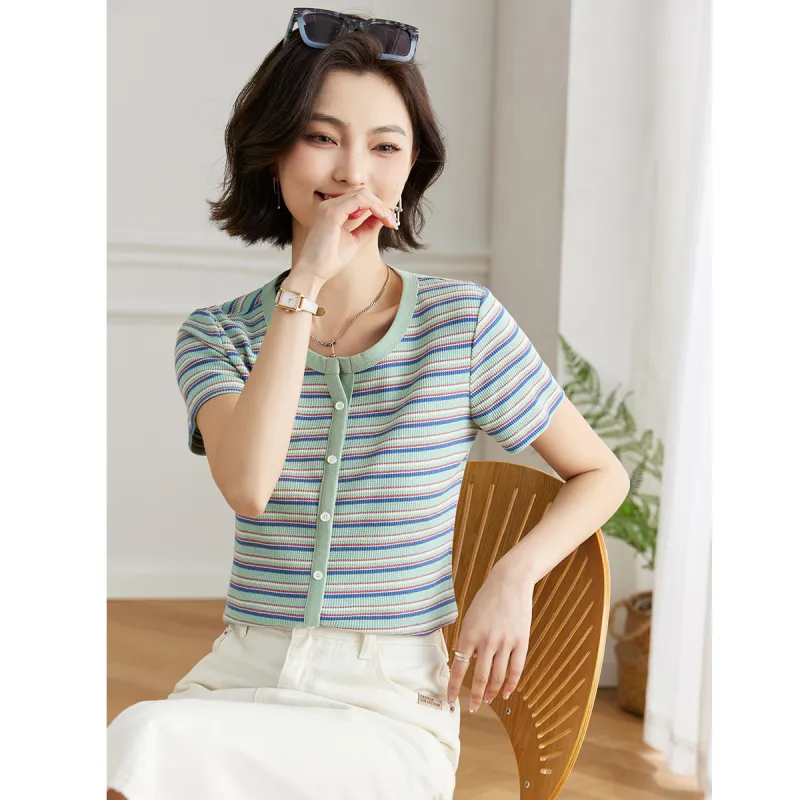 Love Elaine T Shirt Women's Blue Green-1