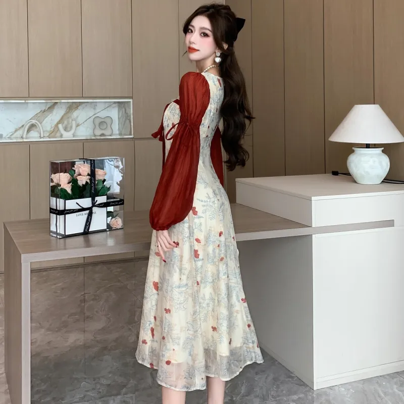 XIANSINIAO Spring Long Sleeved Dress Women's-3