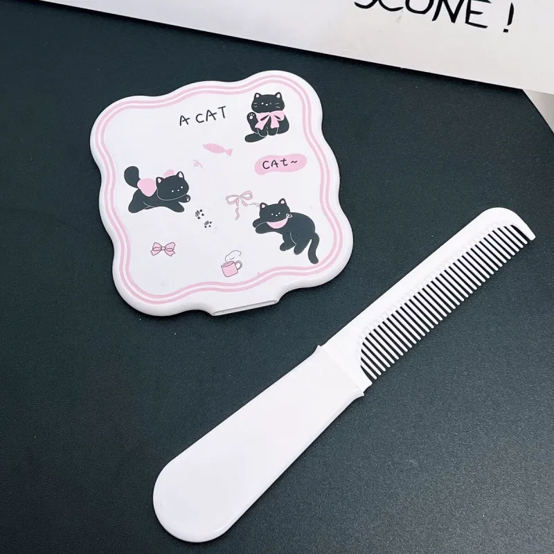 Love Of Wormwood Kitten Hand Mirror With Comb Make Up Mirrors Premium Portable And Practical-2