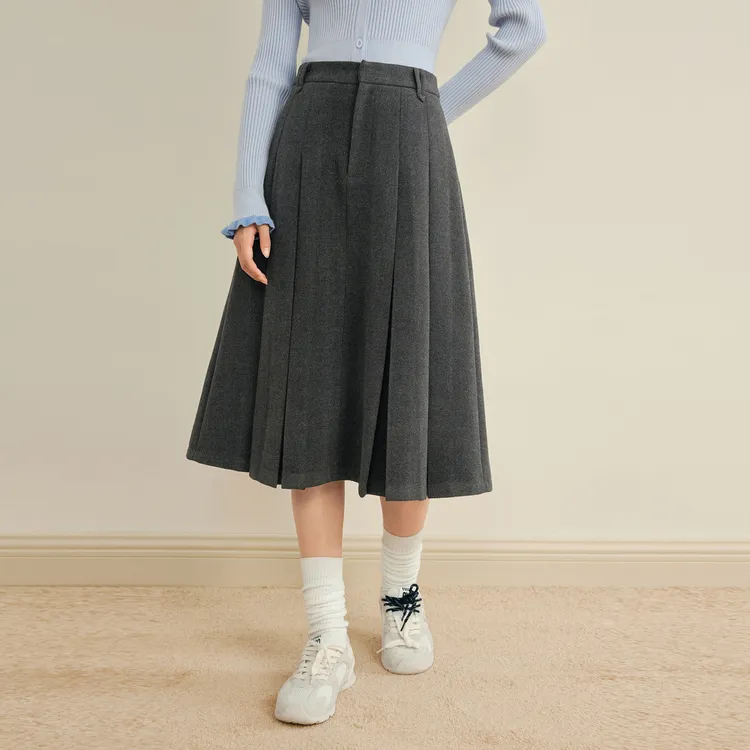LEDIN Casual Long Skirt Women's Volcanic Gray-5