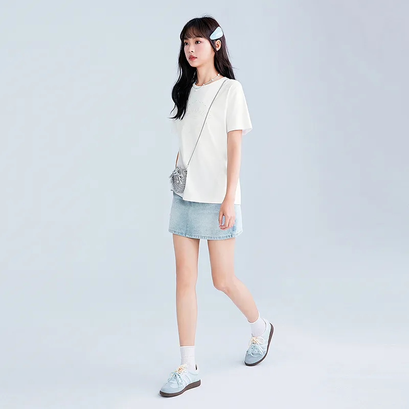 LEDIN Denim Short Skirts Women's Light Denim Blue-3