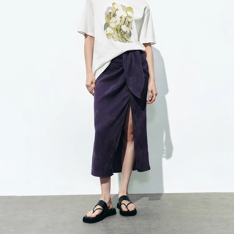 URBAN REVIVO Casual Short Skirts Women's Dark Purple-2