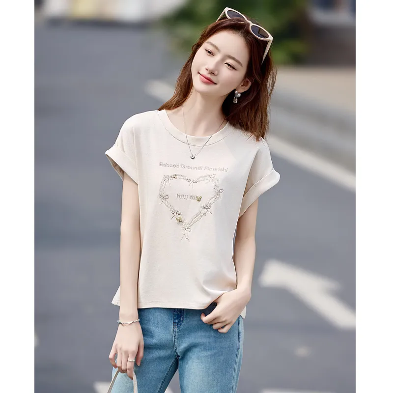 Still quiet T Shirts Women's Apricot-4
