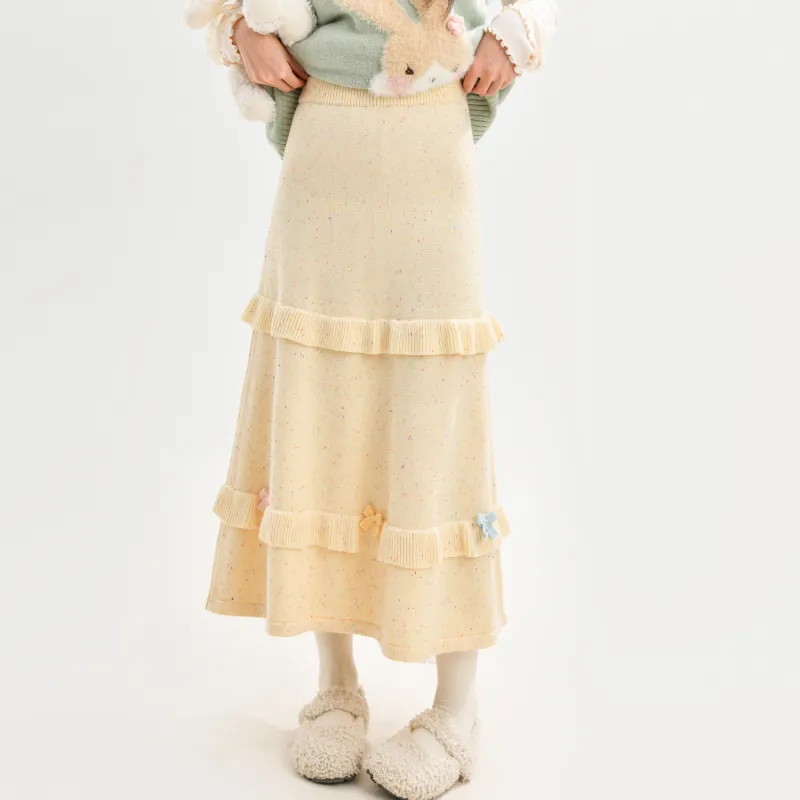 SNBL Knit Long Skirts Women's Yellow-4