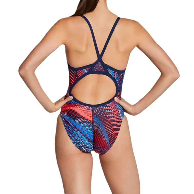 Speedo One piece Swimsuit Women's Blue Red-1