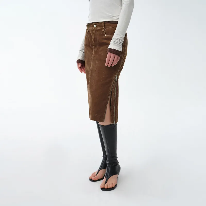 FIRELADY FUR Casual Long Skirts Women's Dark Coffee-4