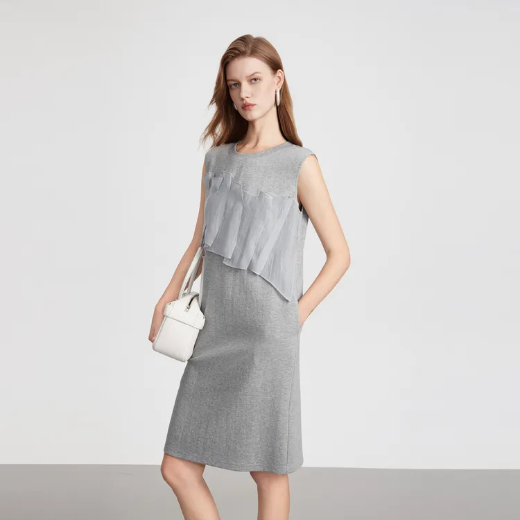 ELLE Sleeveless Dresses Women's Light Gray-5