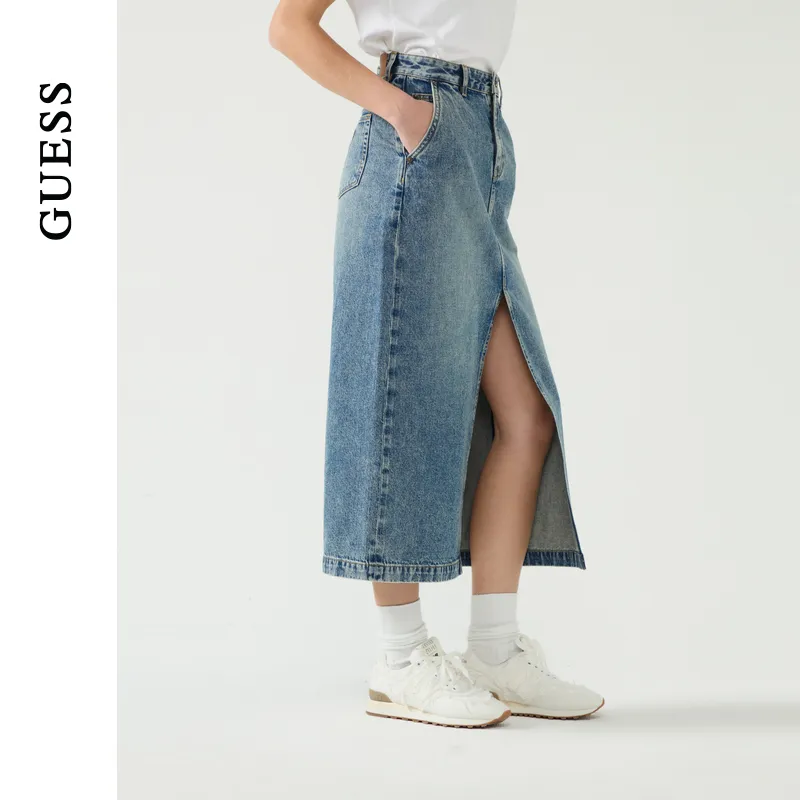 GUESS Denim Long Skirts Women's Denim Blue-4