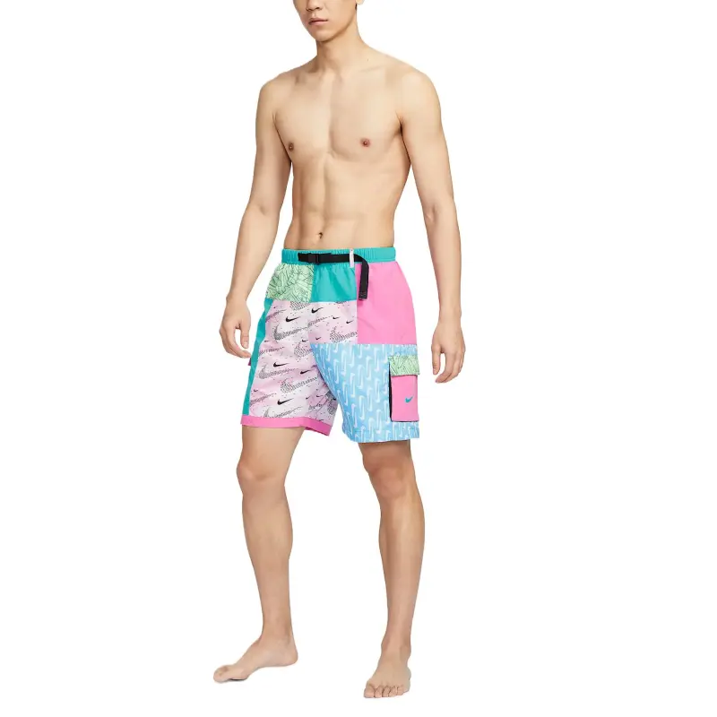 Nike Casual Shorts Men's Cactus Green/Playful Pink/Aqua Blue-3