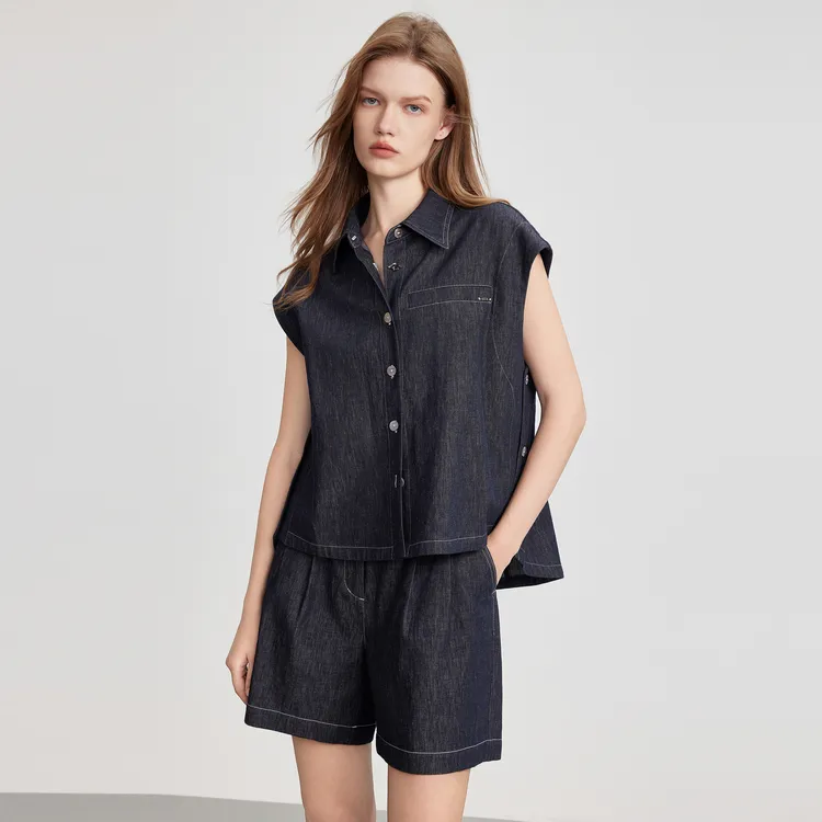 ELLE Shirts Women's Denim Blue-4