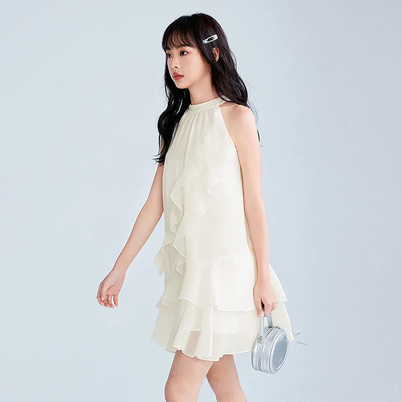 LEDIN Sleeveless Dress Women's Cream Beige-4