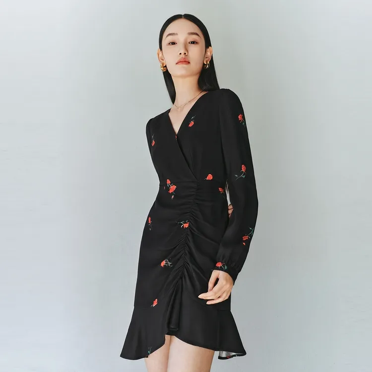PEACEBIRD Long-Sleeved Dresses Women's Black-3