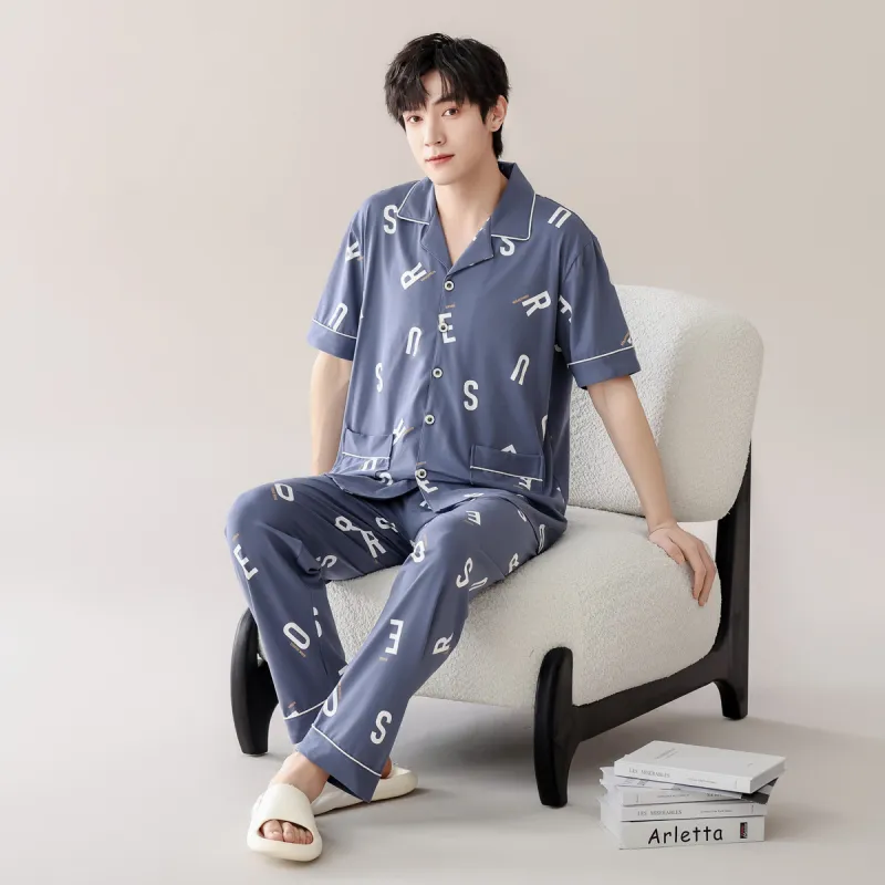FARO Pajama Set Men's Gray Blue-5