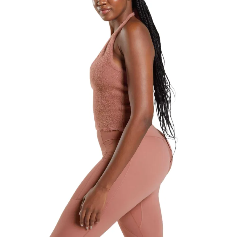 GYMSHARK Whitney Eyelash Knit Midi Halter Top Camisole Women's Red-1