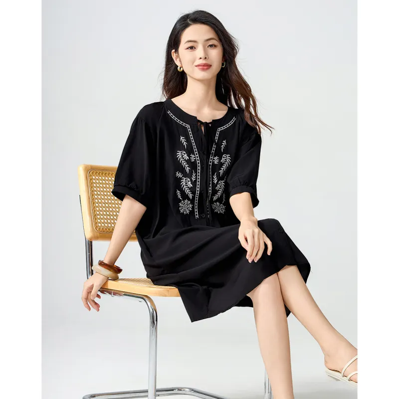 Love Elaine Summer Short Sleeved Dress Women's Black-4