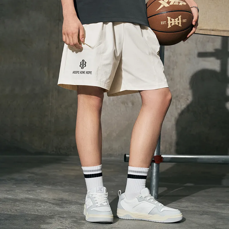 XTEP Basketball Collection Casual Shorts Men's Bright Moon White-4