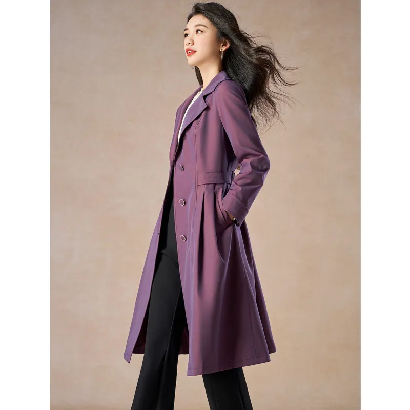 Mylan Spring Fall Trench Coat Loose Fit Women's Purple-7