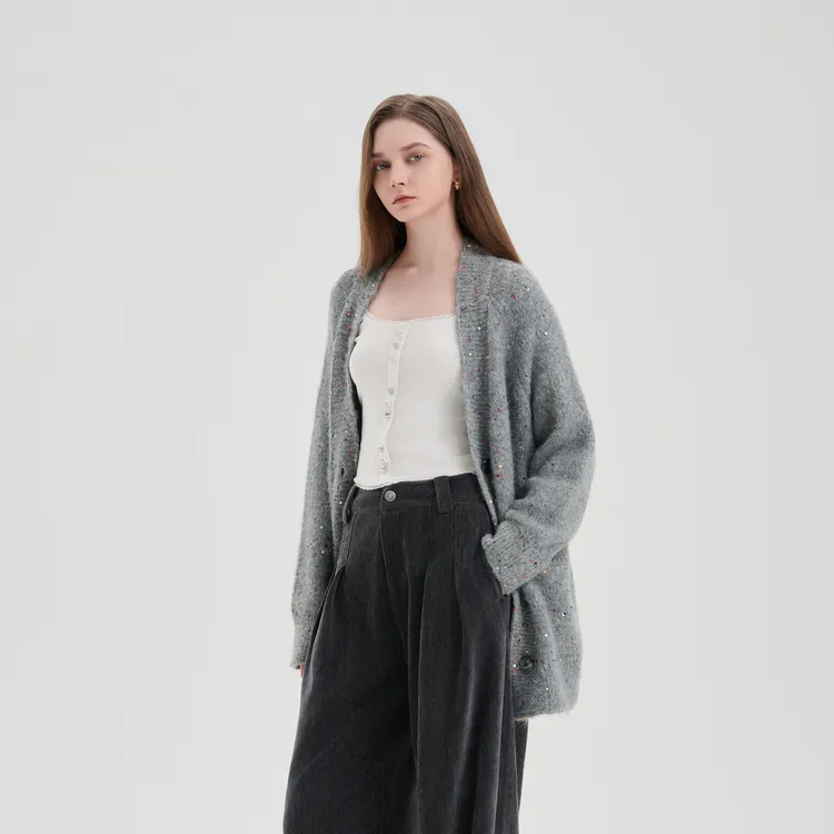 Three Quarters Sweater Women's Gray-2