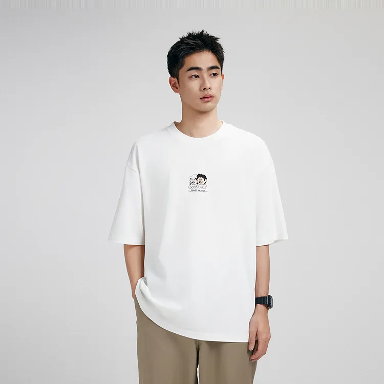 Zola X PEACEBIRD MEN T Shirts Men White Batch 1 Loose Fit-2