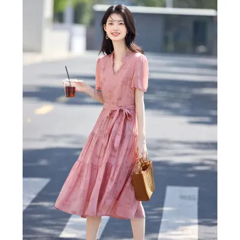 Still Quiet Short Sleeved Dress Women's Rose Pink