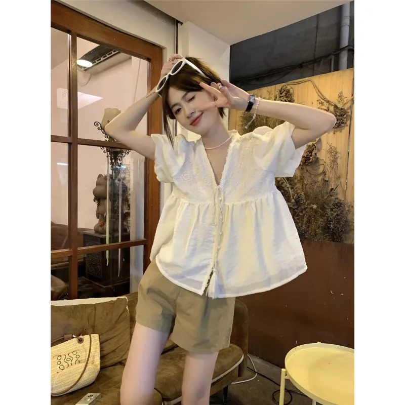 XIANSINIAO T Shirts Women's Apricot-3