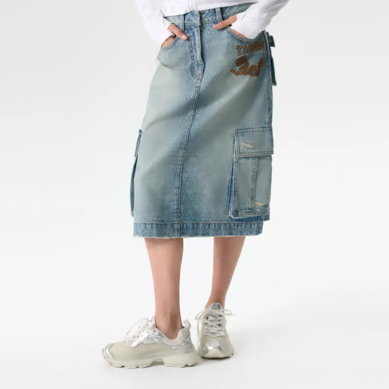 TCH Denim Long Skirts Women's Denim Blue-4