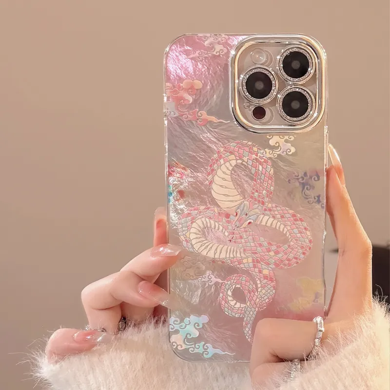QIZHENG ABS+PC Material Snake Year Auspicious Clouds Phone Case Compatible With Apple 16 Pro Max/15/14/13/12/11-2