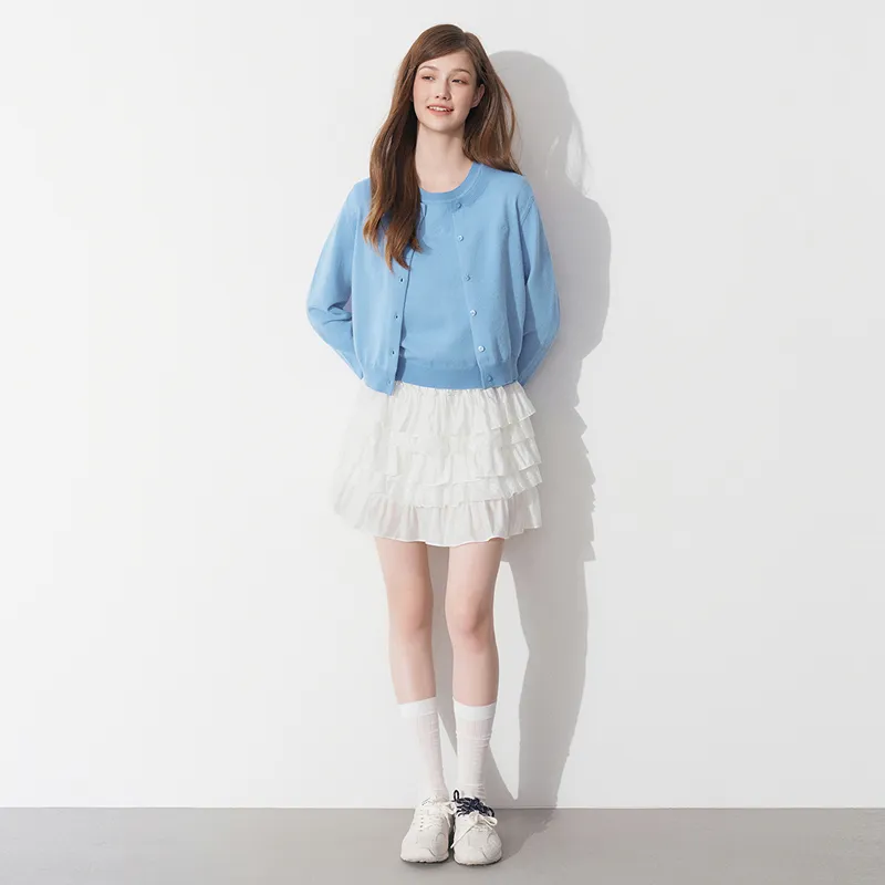 LEDIN Casual Short Skirts Women's Bright White-3