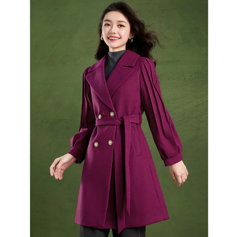Mylan Spring Fall Trench Coat Loose Fit Women's Grape Purple-4