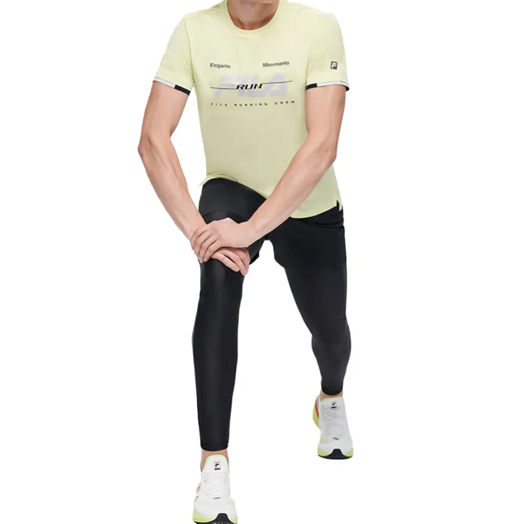FILA Running T Shirt Men's Washed Elegance Yellow-3