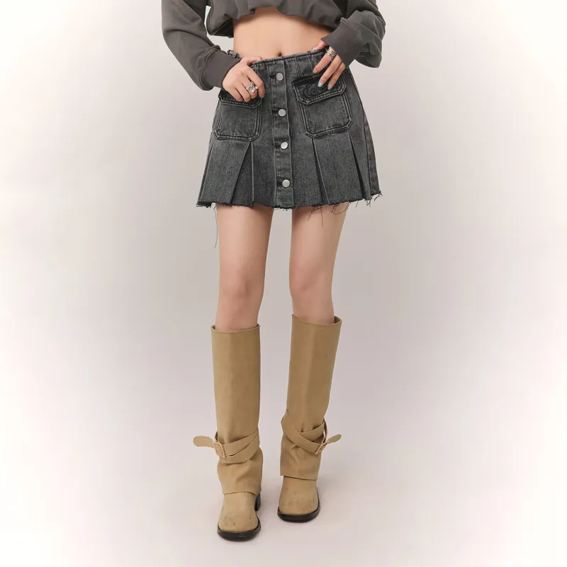 CHUU Casual Short Skirts Women's Black Gray-2