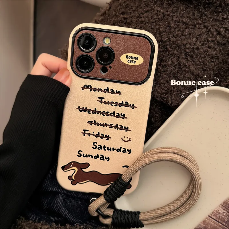 Cuttlefish Grid TPU Material Ins Style Sausage Dog Niche Phone Case Compatible With Apple 16/15/14/13/12/11-3