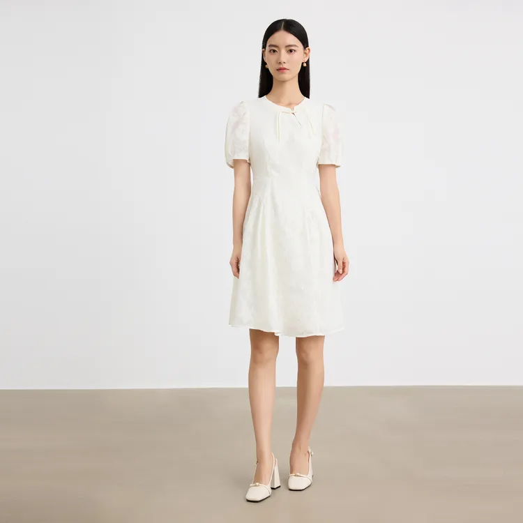 SHUIYUNJIAN Short-Sleeved Dresses Women's Beige Apricot-4
