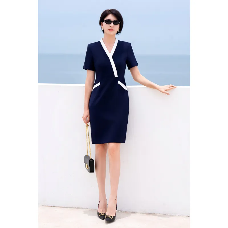 ONE SHALLOW Short-Sleeved Dresses Women's Navy Blue-5