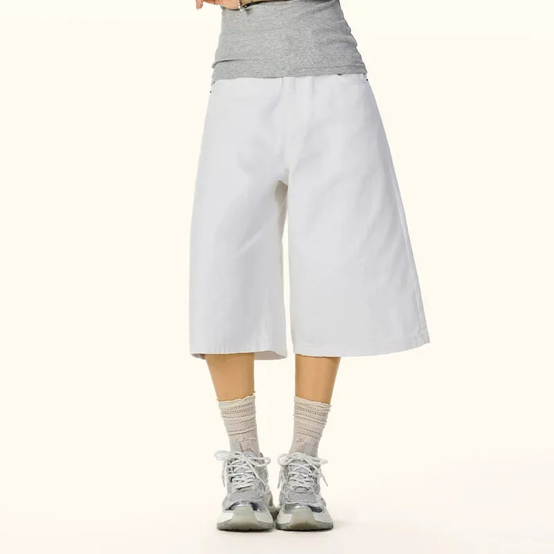 ZAVK Denim Shorts Women's White[Seven Tenths]-3