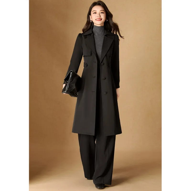 Mylan Trench Coat Cinched Waist Women's Black-6