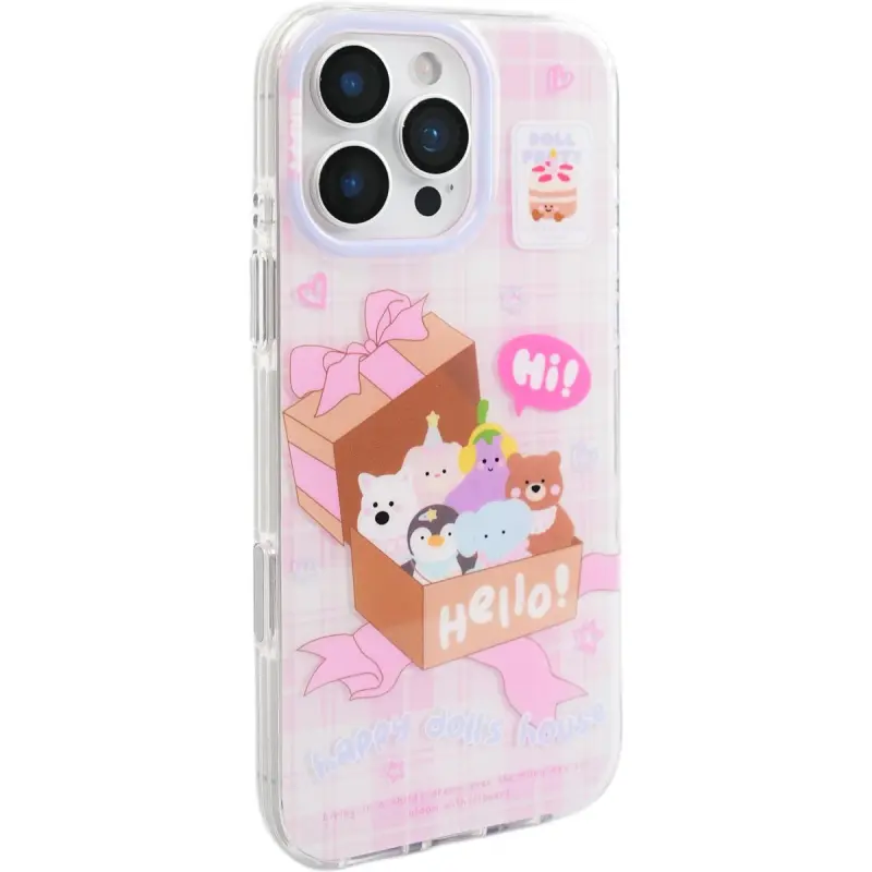 Sopi Acrylic Material Plaid Box With Small Animal Phone Cases Compatible With IPhone 16/15 Pro Max/Apple 13/14 Pro/Max-5