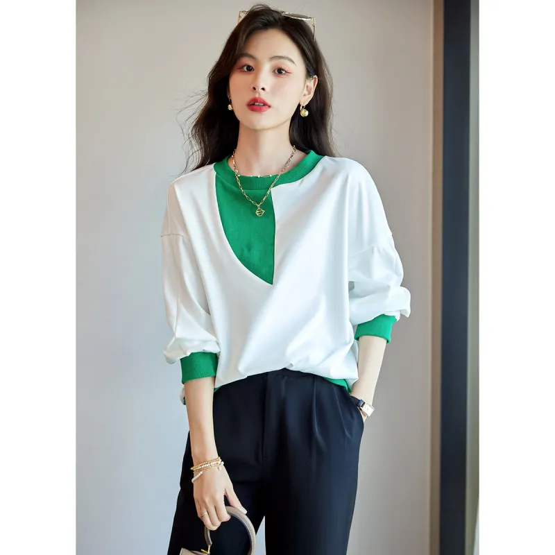 Like The Age Of Water Spring, Fall Sweatshirt Loose Fit Women's White-2
