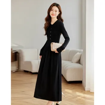 Love Elaine Spring Fall Long Sleeved Dress Women's Black