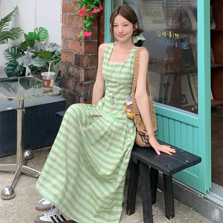 COMMA GIRL Slip Dress Women's Green-4