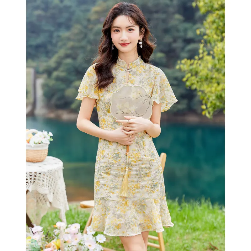 Like The Age Of Water Summer Short Sleeved Dress Women's Multicolor-1