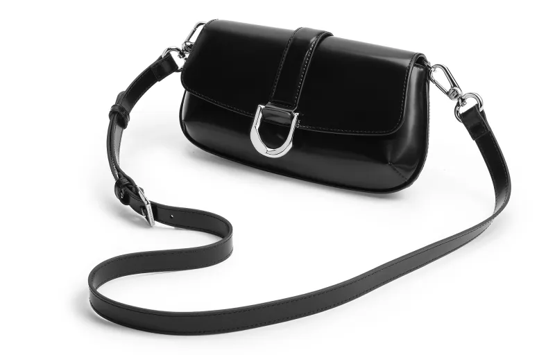 CHARLES&KEITH Cow Leather Crossbody Bag, Shoulder Bag Trumpets Women's Noir Black/Brown-2