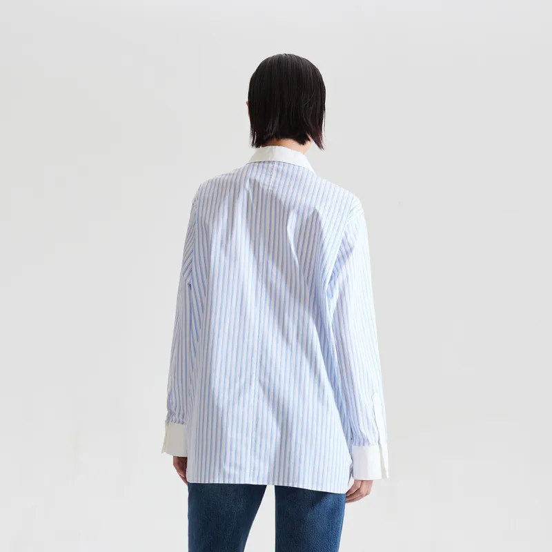ONLY Shirts Women's H32 Clear Blue Stripes Pattern-3