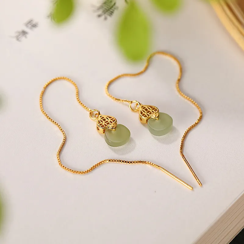 Royal Heaven's Choice Earrings Green Jade Unisex-2