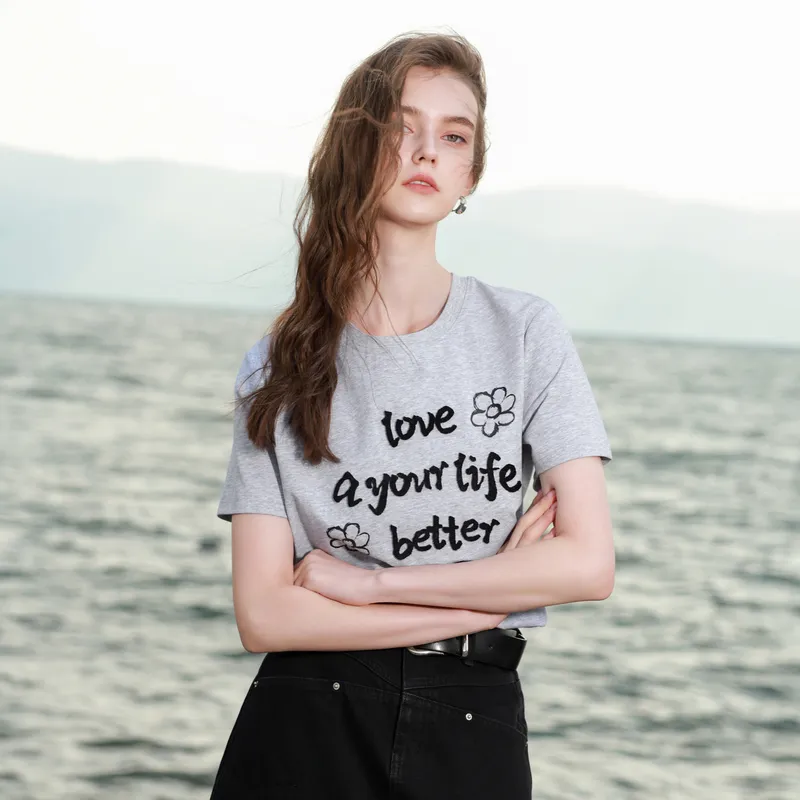 3COLOUR T Shirts Women's Heather Gray-2