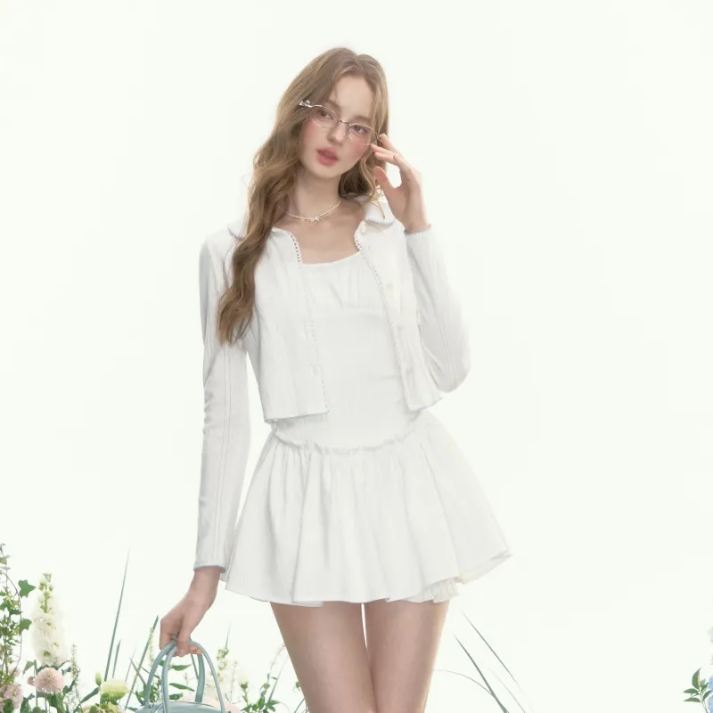 AYF Slip Dresses Women's White Camisole Dress Includes Leggings-6