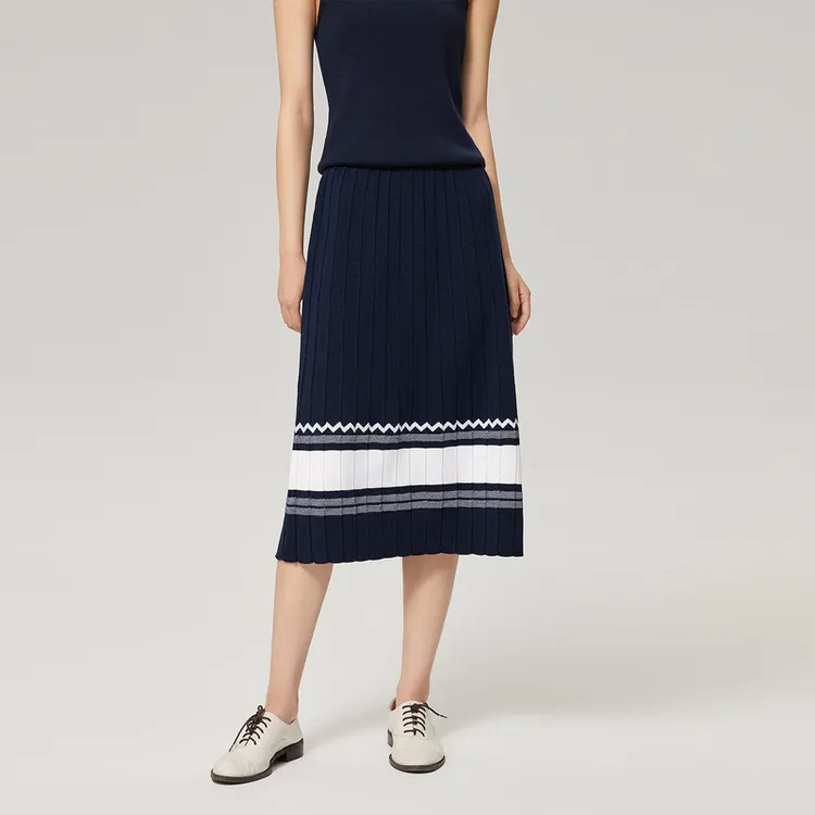 OVV Casual Long Skirts Women's Navy Blue & A4-3
