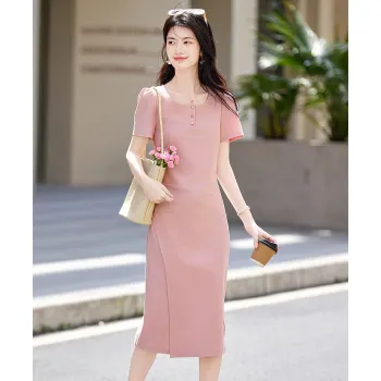 Still Quiet Short Sleeved Dress Women's Crystal Pink