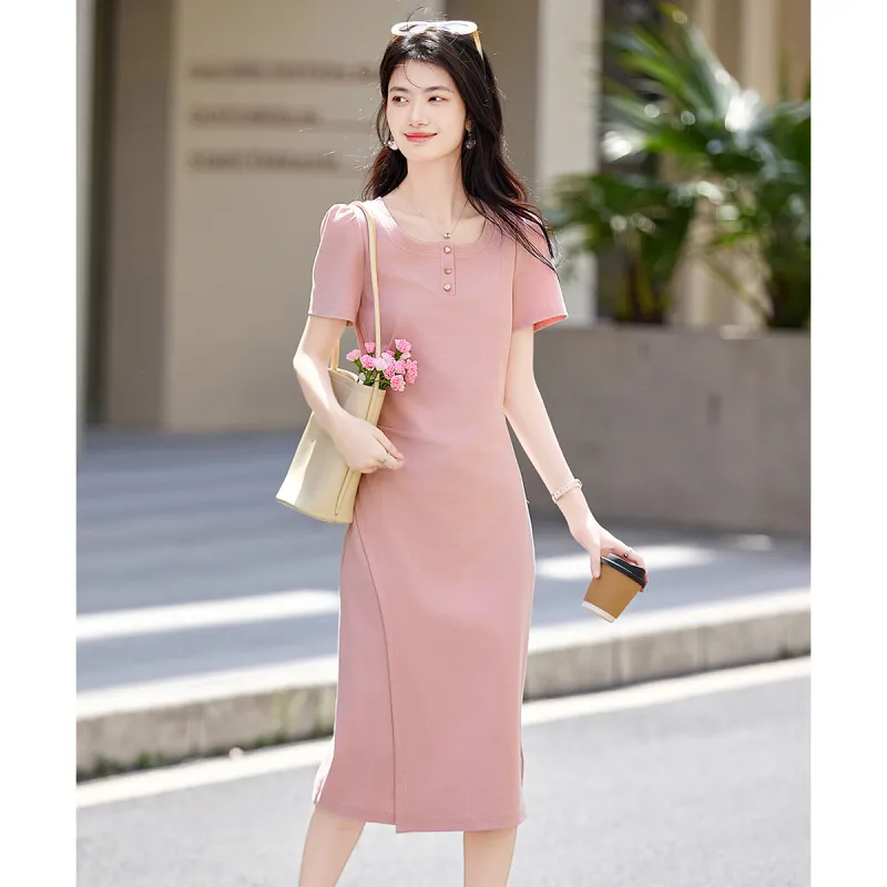 Still Quiet Short Sleeved Dress Women's Crystal Pink-0